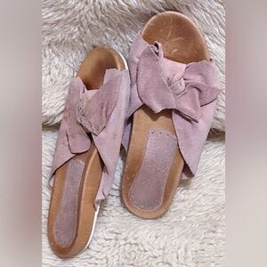 Arch Support Suede Knot Slide Sandals - Dusty Pink